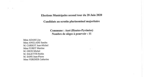 Liste des candidats pour le 2ème tour des élections municipales qui se dérouleront le 28 juin pour les villages d'Azet, Gouaux et Mont | Vallées d'Aure & Louron - Pyrénées | Scoop.it