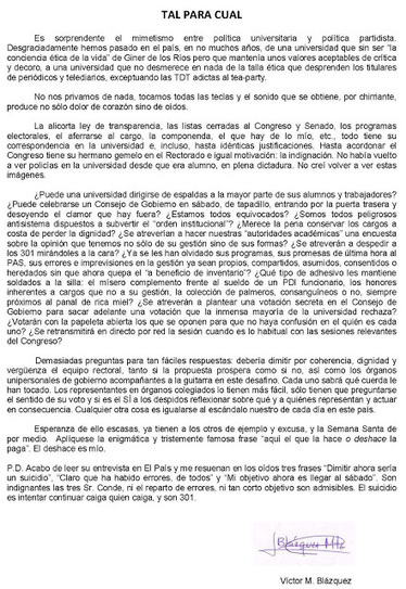 Cartas al sindicato SAP: Tal para cual | Boletín especial Consejo de Gobierno UPM #23F | Scoop.it