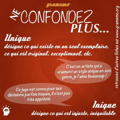 Unique ou inique : ne les confondez pas ! | FLE C&Ocirc;T&Eacute; COURS | Scoop.it