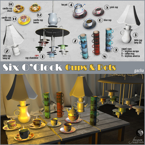 6O-29 - Cups & Pots Gacha | Available at the Six O'Clock Mai… | 亗 Second Life Home & Decor 亗 | Scoop.it