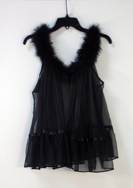 Ultimate Vintage Sex Kitten Babydoll Nightie Sheer Black Nylon Chiffon with Black Marabou Feather Trim Super Mid-Century Baby Doll Lingerie | Antiques & Vintage Collectibles | Scoop.it