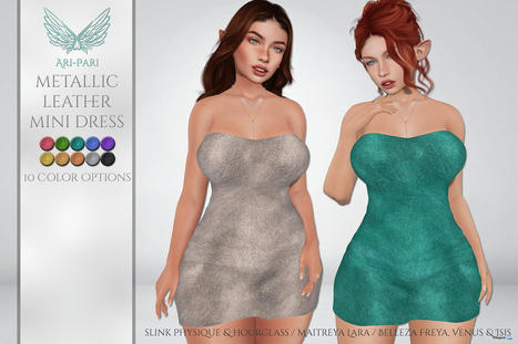Metallic Leather Mini Dress Fatpack January 2022 Group Gift by [Ari-Pari] | Teleport Hub - Second Life Freebies | Second Life Freebies | Scoop.it
