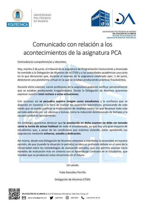 Comunicado de Delegación de Alumnos UPM sobre Plataforma para exámenes | Elecciones a Rector UPM 2024 | Scoop.it