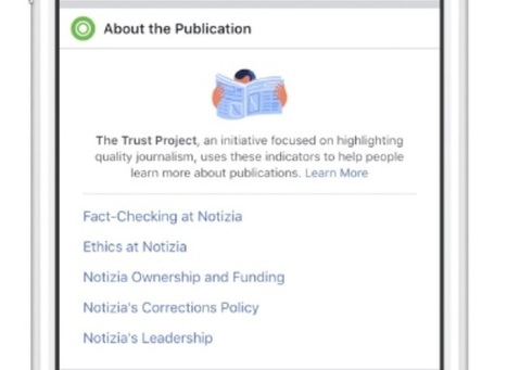 Trust Indicator : une nouvelle fonctionnalité Facebook contre la désinformation | Réseaux sociaux | Scoop.it