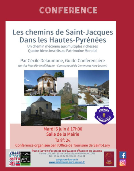 Conférence sur les chemins de Saint-Jacques dans les Hautes-Pyrénées le 6 juin à Saint-Lary Soulan | Vallées d'Aure & Louron - Pyrénées | Scoop.it