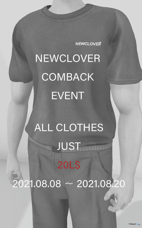NEWCLOVER Come Back 20L Sale Event 2021 | Teleport Hub - Second Life Events | Second Life Freebies | Scoop.it