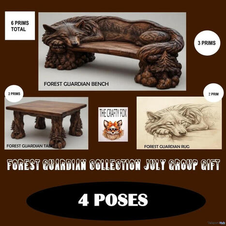 Forest Guardian Bench, Table, & Rug August 2026 Group Gift by The Crafty Fox | Teleport Hub - Second Life Freebies | Second Life Freebies | Scoop.it