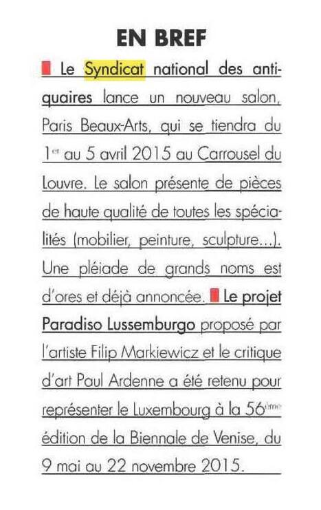 Arts Magazine / mars 2015 | Paris Beaux-Arts | Scoop.it