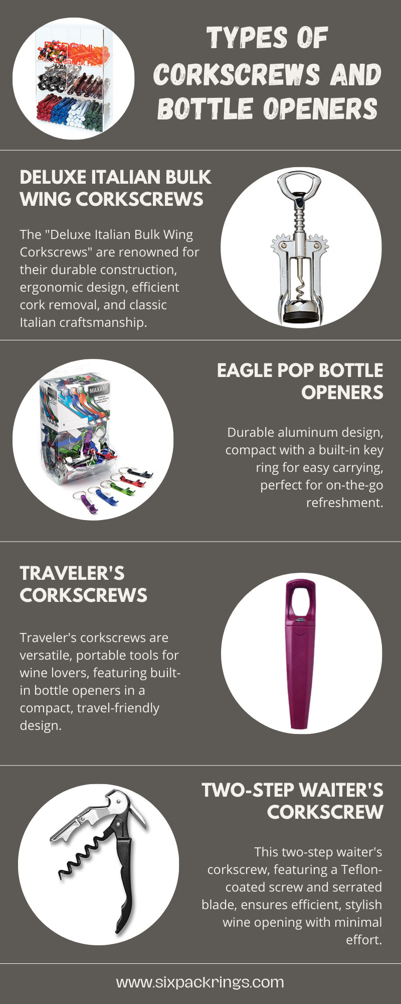 Different Types of corkscrews and bottle opener...