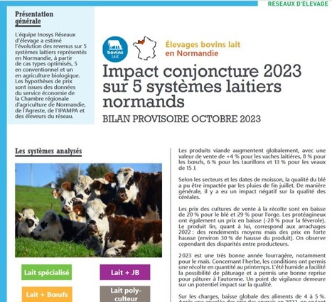 Impact conjoncture 2023 sur 5 systèmes laitiers normands | Lait de Normandie... et d'ailleurs | Scoop.it