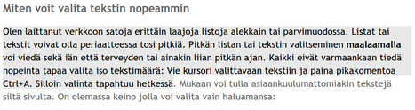 Miten voit valita tekstin nopeammin | 1Uutiset - Lukemisen tähden | Scoop.it