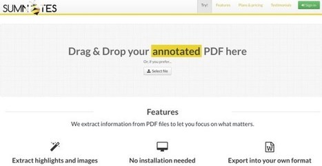 Sumnotes. Extraire l’essentiel de vos fichiers PDF – Les Outils Tice | Technologie Au Quotidien | Scoop.it