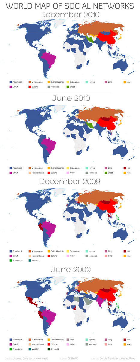 Carte mondiale des réseaux sociaux (décembre 2010) | Emilie Ogez | Toulouse networks | Scoop.it