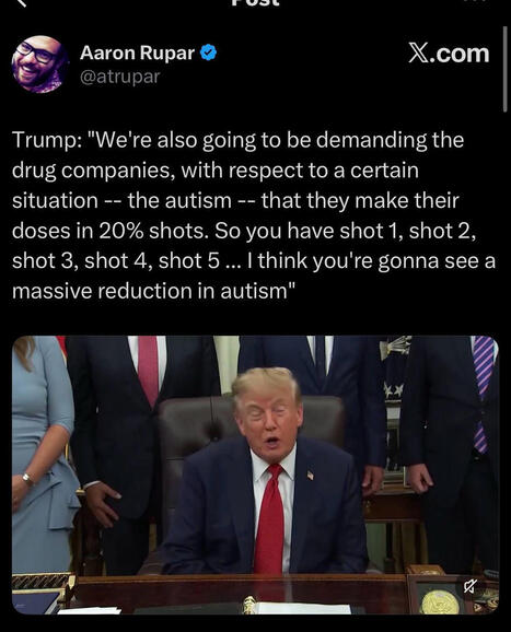 Let&rsquo;s be clear: this isn&rsquo;t happening. The only importance is that it shows the president doesn&rsquo;t know what he&rsquo;s talking about. If they try to take MMR off market, companies will sue and likely win&hellip;... | H&eacute;sitations Vaccinales: Observatoire HESIVAXs | Scoop.it