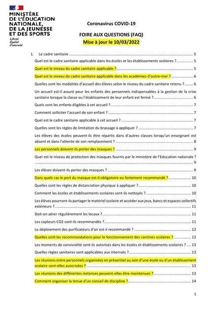 Protocole sanitaire à l'école : retour au niveau 1 | Veille juridique du CDG13 | Scoop.it