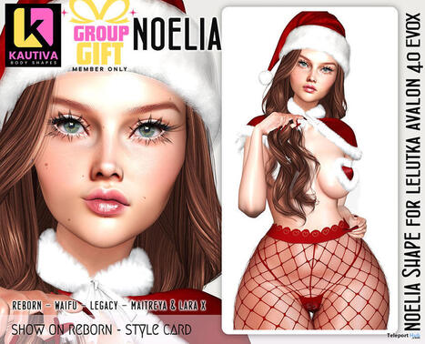 Noelia Shape For Lelutka EvoX Avalon December 2025 Group Gift by KAUTIVA | Teleport Hub - Second Life Freebies | Second Life Freebies | Scoop.it