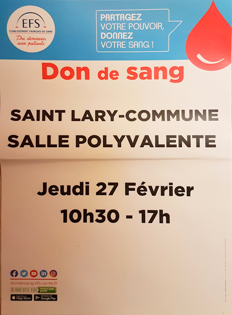 Collecte de sang à Saint-Lary Soulan le 27 février | Etablissement français du sang | Vallées d'Aure & Louron - Pyrénées | Scoop.it