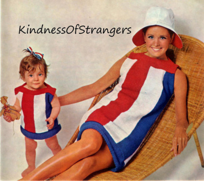 Vintage Mother Daughter Red White & Blue Knit Sundress Knitting Patterns 1964 | Kitsch | Scoop.it