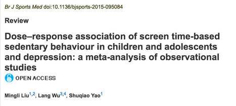 Dose–Response Association of Screen Time-Based Sedentary Behaviour in Children and Adolescents and Depression: A Meta-Analysis of Observational Studies // British Journal of Sports Medicine | Screen Time, Tech Safety & Harm Prevention Research | Scoop.it