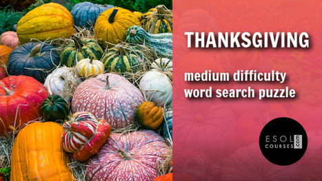 Past Tense Thanksgiving Verbs - Elementary ESL Word Search Puzzle | English Word Power | Scoop.it