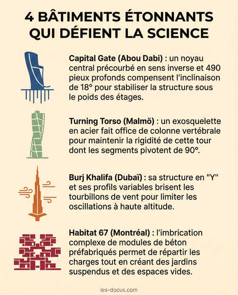 Infographie | 4 b&acirc;timents &eacute;tonnants qui d&eacute;fient la science |Les Docus | La SELECTION du Web | CAUE des Vosges - www.caue88.com | Scoop.it