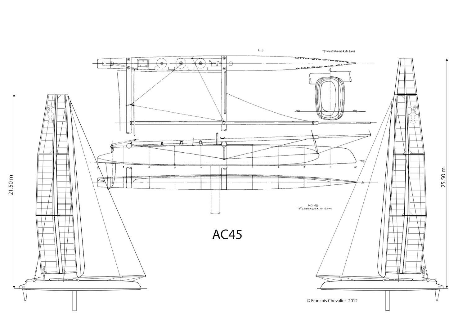 AC45 LINES AND SAIL PLAN by François Che