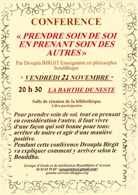 Enseignement bouddhique &agrave; La Barthe de Neste le 21 novembre | Vall&eacute;es d'Aure & Louron - Pyr&eacute;n&eacute;es | Scoop.it