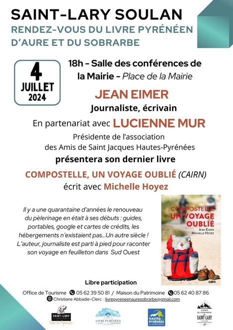 Rendez-vous littéraire sur les chemins de Saint-Jacques de Compostelle à Saint-Lary le 4 juillet | Vallées d'Aure & Louron - Pyrénées | Scoop.it