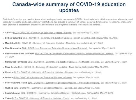 Canada-wide summary of COVID-19 education updates | iGeneration - 21st Century Education (Pedagogy & Digital Innovation) | Scoop.it