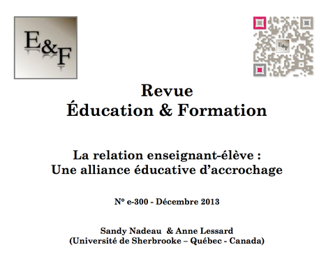 Education & Formation e-300 : Une analyse au Québec relative aux bonnes relations élèves-enseignants | Revue Education & Formation | Scoop.it