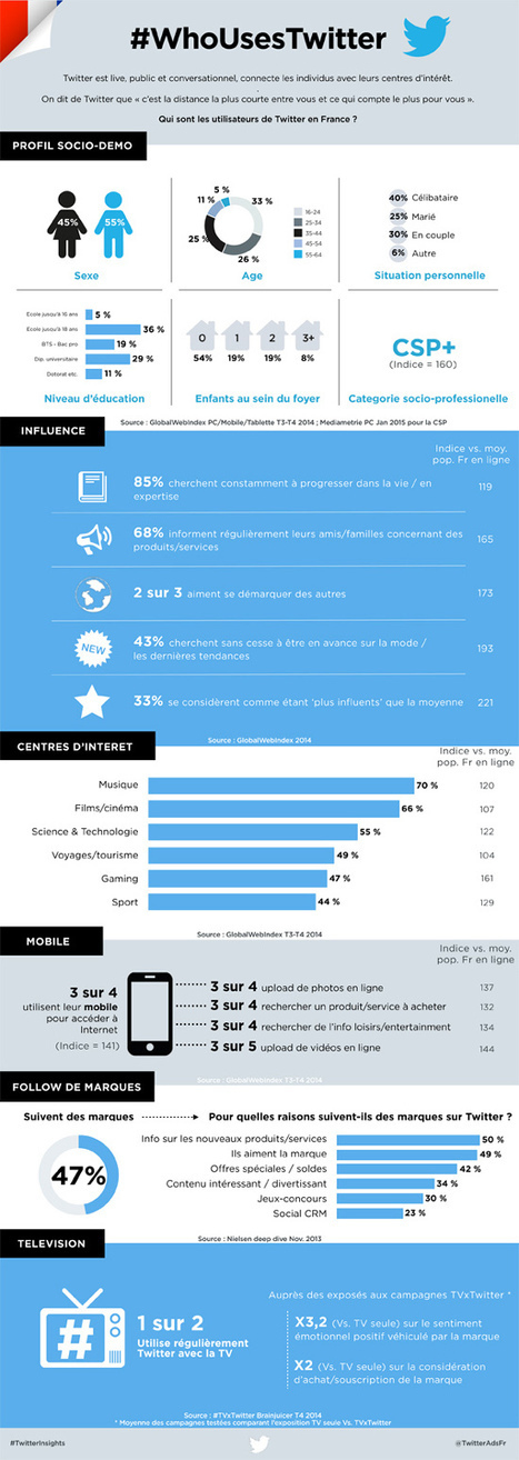 Infographie : qui sont les utilisateurs de Twitter en France ? | Les réseaux sociaux  (Facebook, Twitter...) apprendre à mieux les connaître et à mieux les utiliser | Scoop.it