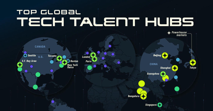 Mapped: The Biggest Tech Talent Hubs in the World | Technology Report - Changing Our World | Scoop.it