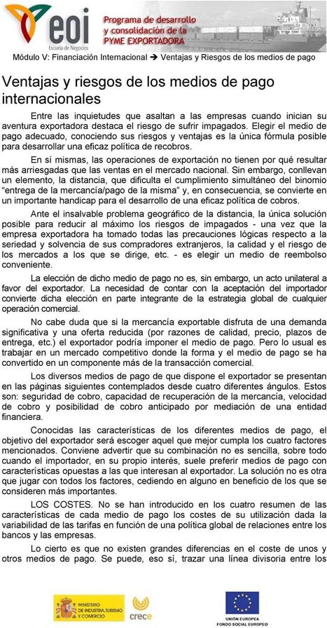 VENTAJAS Y RIESGOS DE LOS MEDIOS DE PAGO INTERNACIONALES - PDF Free Download | Comercio Exterior | Scoop.it
