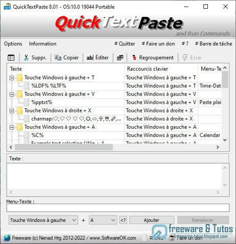 Quick Text Paste : un logiciel portable pour insérer rapidement du texte prédéfini dans les documents via des raccourcis clavier | Freewares | Scoop.it