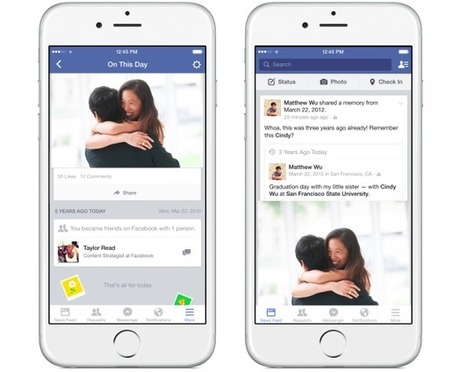 Facebook vous présentera bientôt vos souvenirs sur votre fil d’actualité | Smartphones et réseaux sociaux | Scoop.it