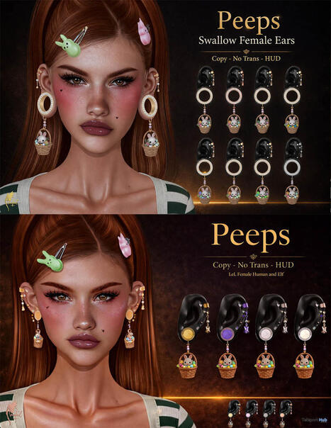 Peeps Earrings For Swallow Ears April 2026 Group Gift by FaeTal | Teleport Hub - Second Life Freebies | Second Life Freebies | Scoop.it