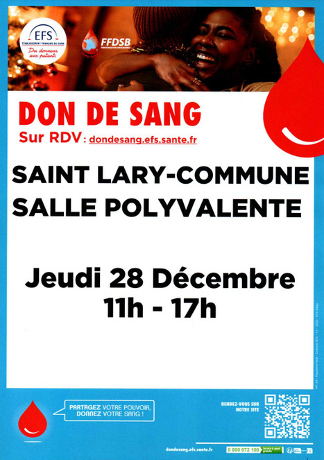 C'est urgent, donnez votre sang le 28 décembre à Saint-Lary Soulan ! | Vallées d'Aure & Louron - Pyrénées | Scoop.it