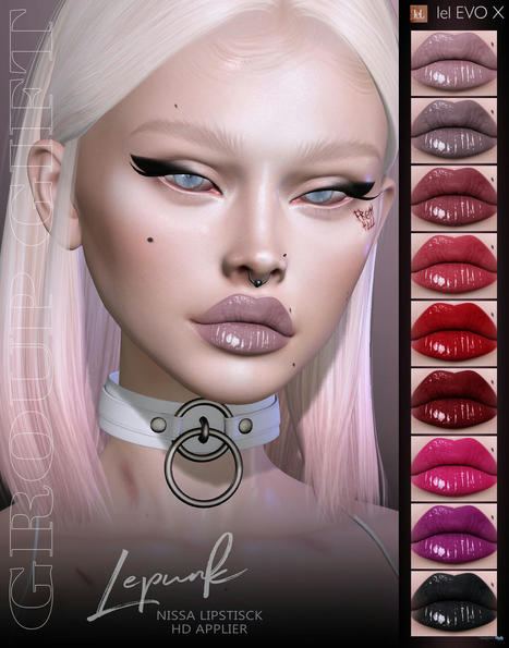 Nissa Lipsticks For Lelutka Evo & EvoX August 2021 Group Gift by LePunk | Teleport Hub - Second Life Freebies | Second Life Freebies | Scoop.it