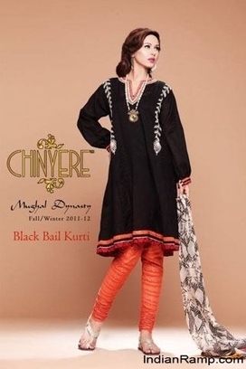 Black Bail Kurti with Orange Churidar (Mughal Dynasty Collection) by Chinyere | Indian Fashion Updates | Scoop.it