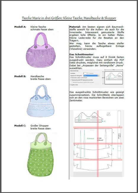 Nähanleitung Tasche Marie in drei Variationen | Nähanleitungen ... | Nähen | Scoop.it