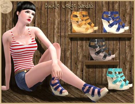 Icia23's ~Buckle wedge sandals~ : Free (TSR) | Les Sims | Scoop.it