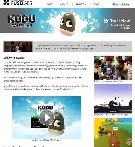 Microsoft Research FUSE Labs - Kodu Game Lab | 21st Century Tools for Teaching-People and Learners | Scoop.it