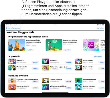 Los gehts mit App-Playgrounds in Swift Playgrounds auf dem iPad - Apple Support (CH) | Lernen mit iPad | Scoop.it