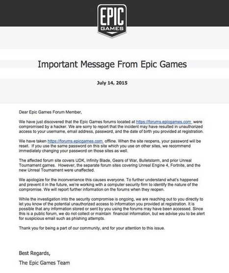 Epic Games forum hacked – change your online passwords, and beware of phishing | ICT | eSkills | business analyst | Scoop.it