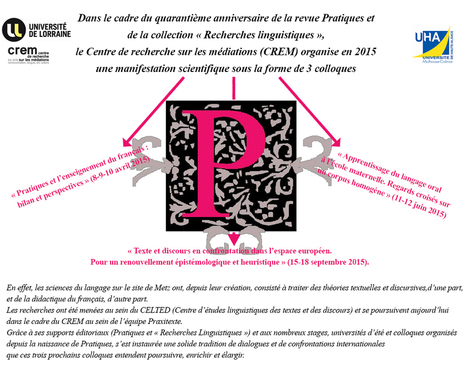 Centre de recherche sur les médiations (CREM, Université de Lorraine) : 3 colloques | Veille Éducative - L'actualité de l'éducation en continu | Scoop.it