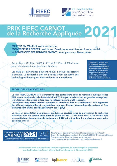 Prix FIEEC CARNOT de la recherche appliquée 2021 | I2BC Paris-Saclay | Scoop.it