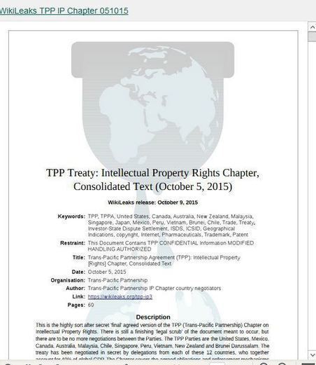 WikiLeaks publie le texte consolidé du Partenariat de libre-échange transpacifique (TTP) | ACTUALITÉ | Scoop.it