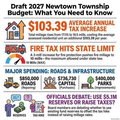 Draft #NewtownPA Township 2027 Budget Calls for 15% Tax Increase | Newtown News of Interest | Scoop.it