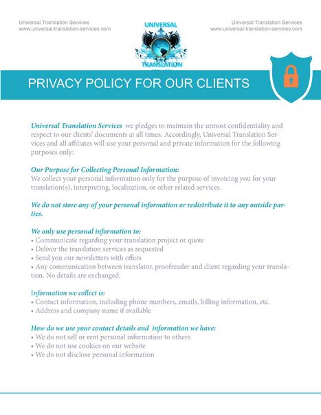Privacy Policy For Our Clients - Universal Translation Services | Universal Translation Company | Scoop.it