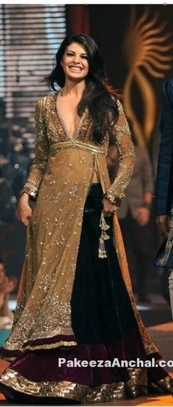 Jacqueline Fernandez in Indo Western Long Shirt Velvet Lehenga | Indian Fashion Updates | Scoop.it